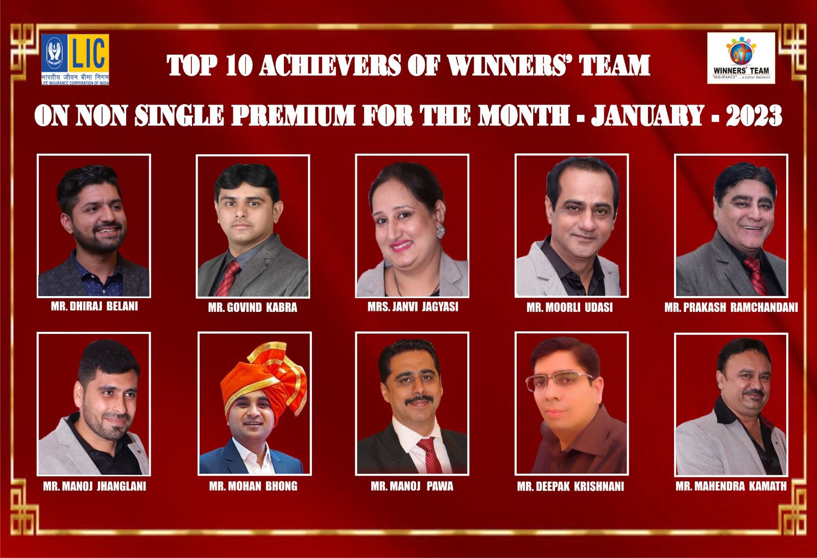 Top 10 Achievers in Winners Team 2023